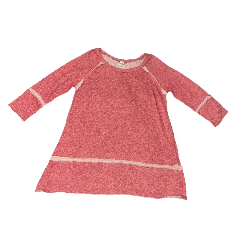 Sun & Moon Top Women Large Red Stretch Knit Long Sleeve Round Neck